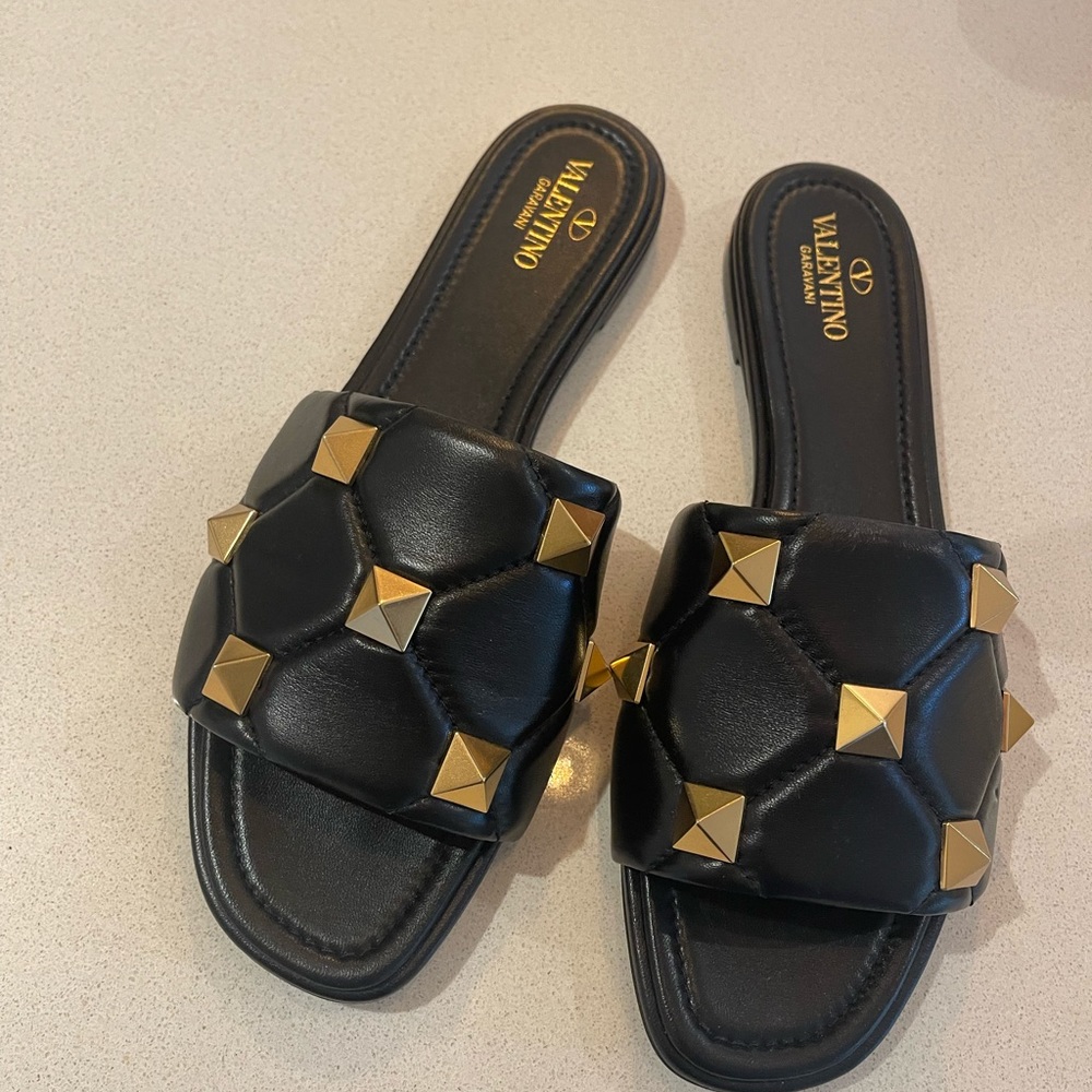 Valentino Roman Stud Flat Slide Sandal